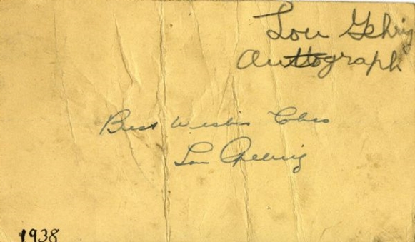 1938 Lou Gehrig Signed GPC with Inscription